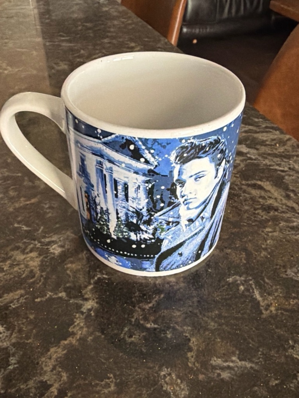 Elvis Presley Blue Graphic Ceramic Mug with White Interior